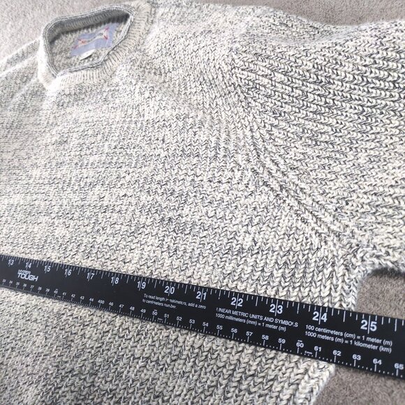 32 Bar Blues Men’s XL Gray Knit Crewneck Sweater 100% Cotton Fishermen Chunky - Picture 5 of 7